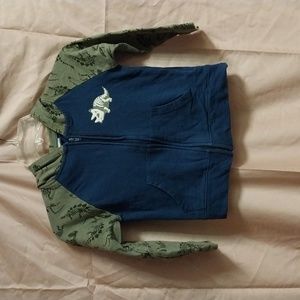 Boys Tic-tac-toe blue and green dinosaur hoodie size 5